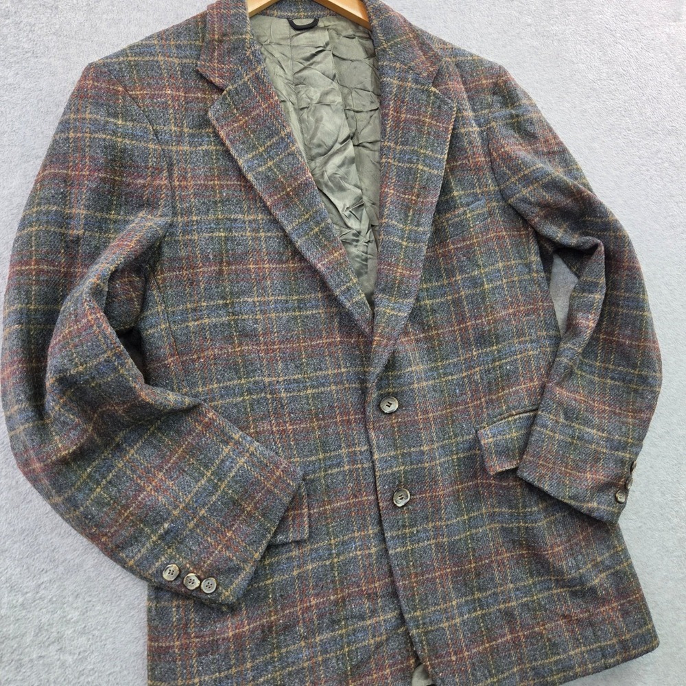 LEVIS 70s VINTAGE Dark Academia Plaid Wool GrandpaCore Sport Coat Blazer Mens 43